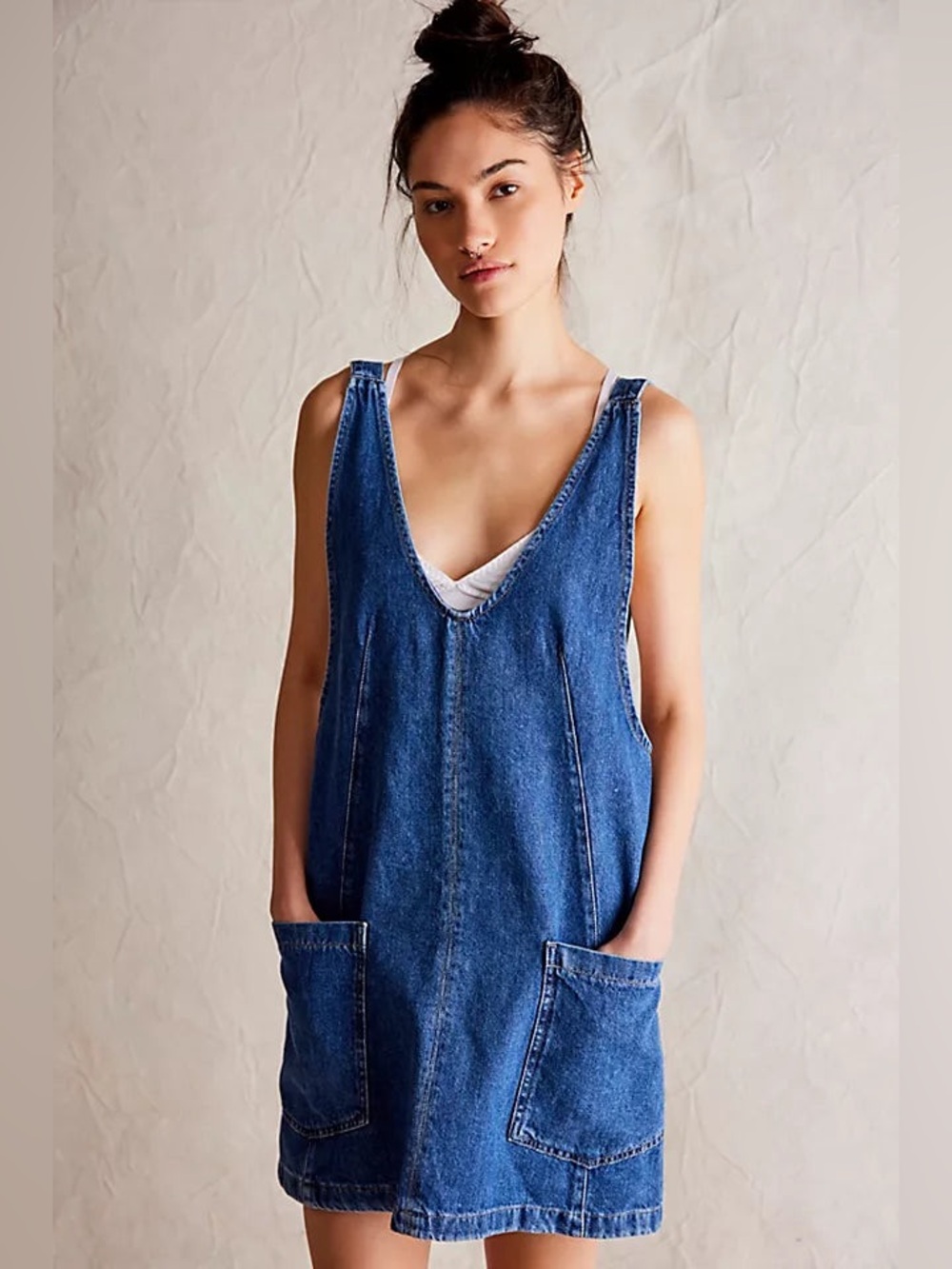 NWT Free People x We The Free High Roller Denim Mini Dress in Sapphire